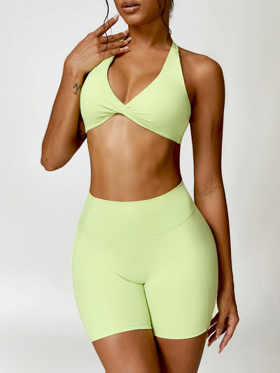 
                  
                    Twisted Halter Neck Bra and Shorts Active Set
                  
                