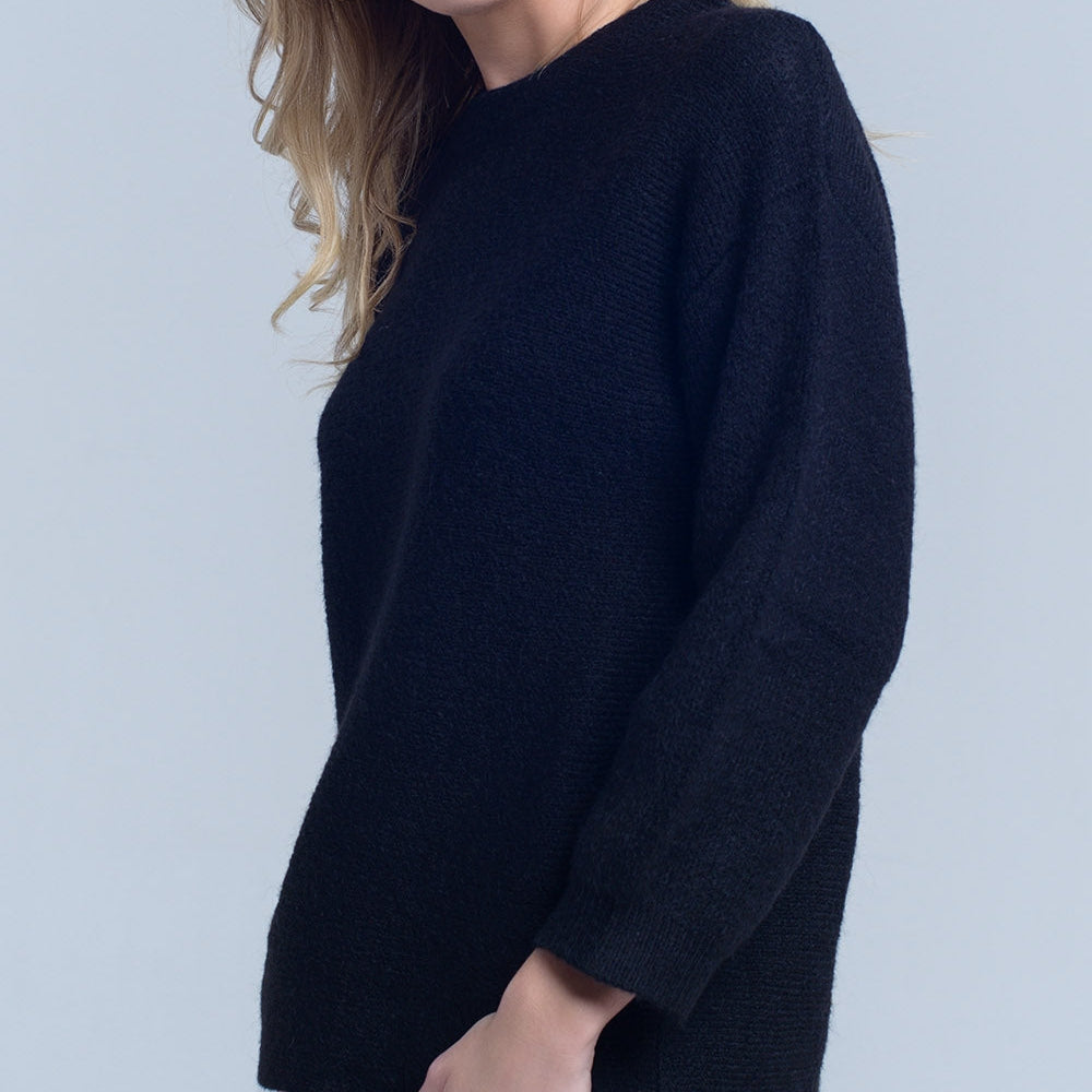 
                  
                    Black Knitted Crew Neck Sweater
                  
                