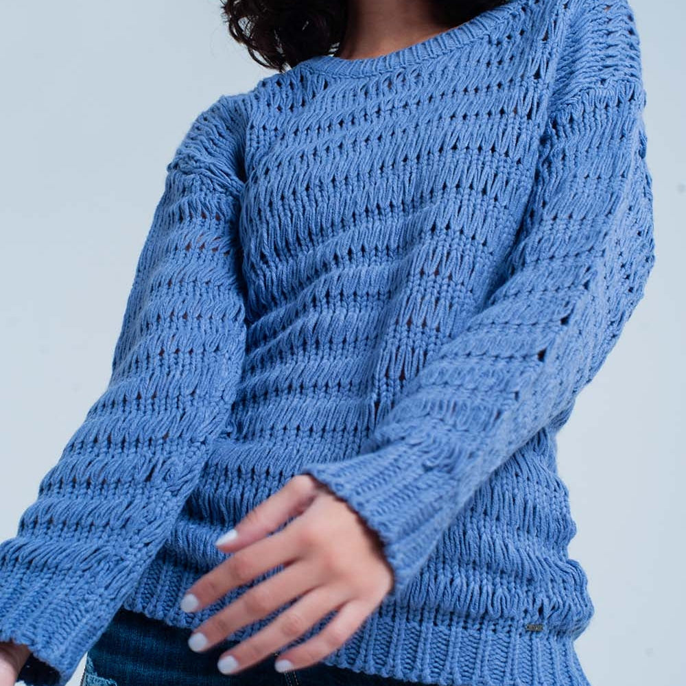 
                  
                    Blue Dropstitch Knitted Sweater
                  
                