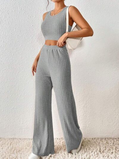 
                  
                    Ribbed Round Neck Tank and Pants Sweater Set
                  
                