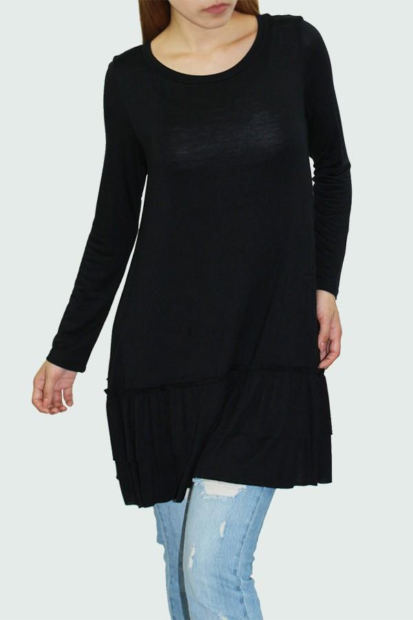 
                  
                    Long Sleeve Pleated Bottom Tunic - Black
                  
                