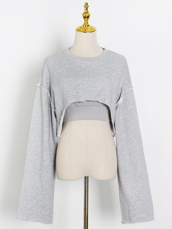 
                  
                    Fashion pullover long-sleeved navel sweater + suspender straight-leg wide-leg pants three-piece set
                  
                
