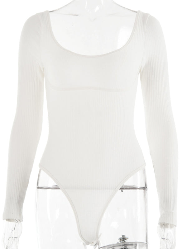 
                  
                    Square neck sexy backless long sleeve bodysuit
                  
                